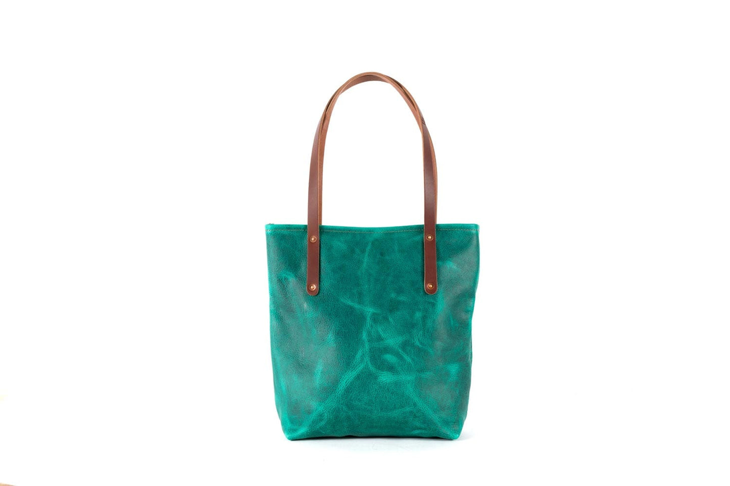 AVERY LEATHER TOTE BAG - SLIM MEDIUM - PINE GREEN BISON