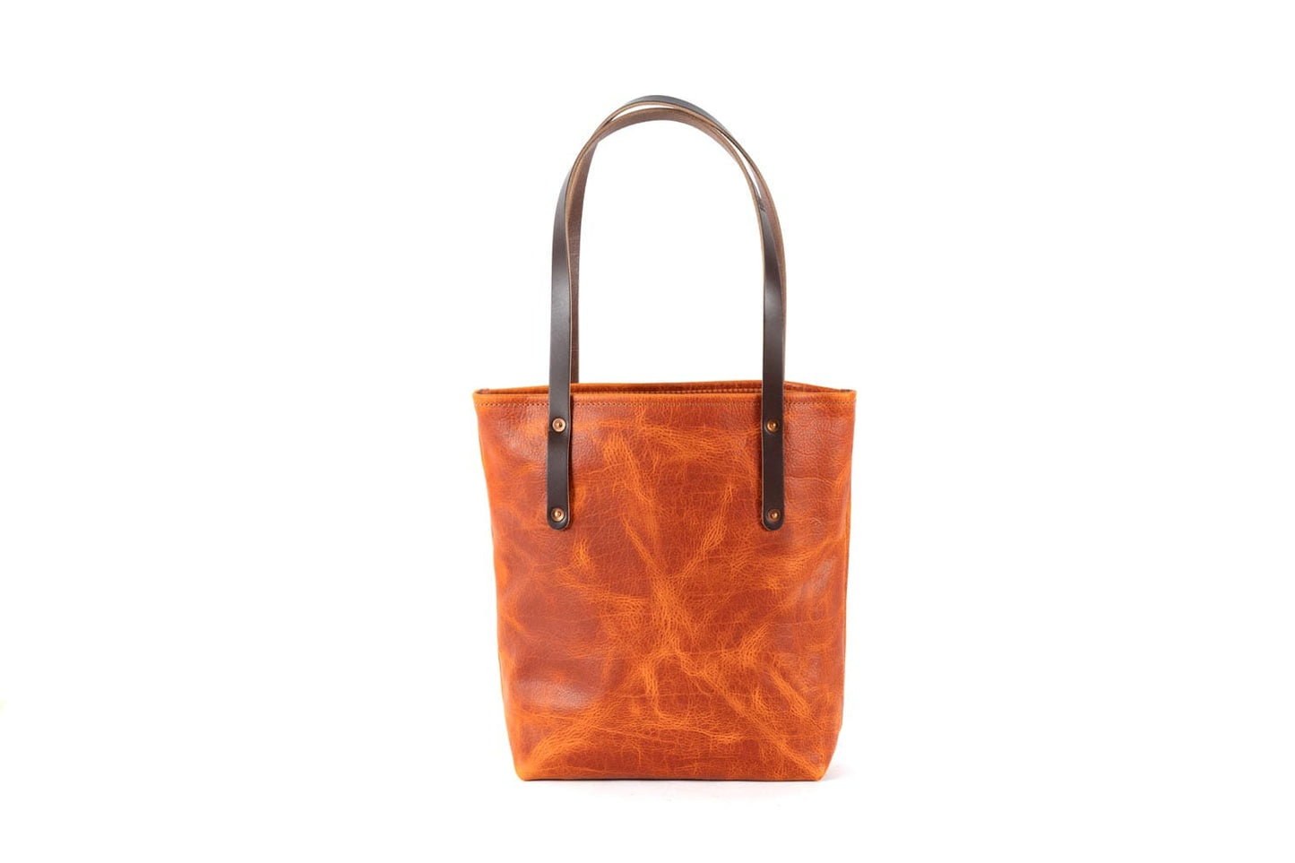 AVERY LEATHER TOTE BAG - SLIM MEDIUM - TANGERINE BISON