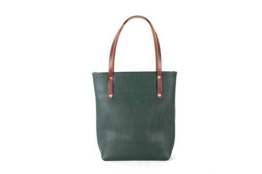 AVERY LEATHER TOTE BAG - SLIM LARGE - FOREST GREEN