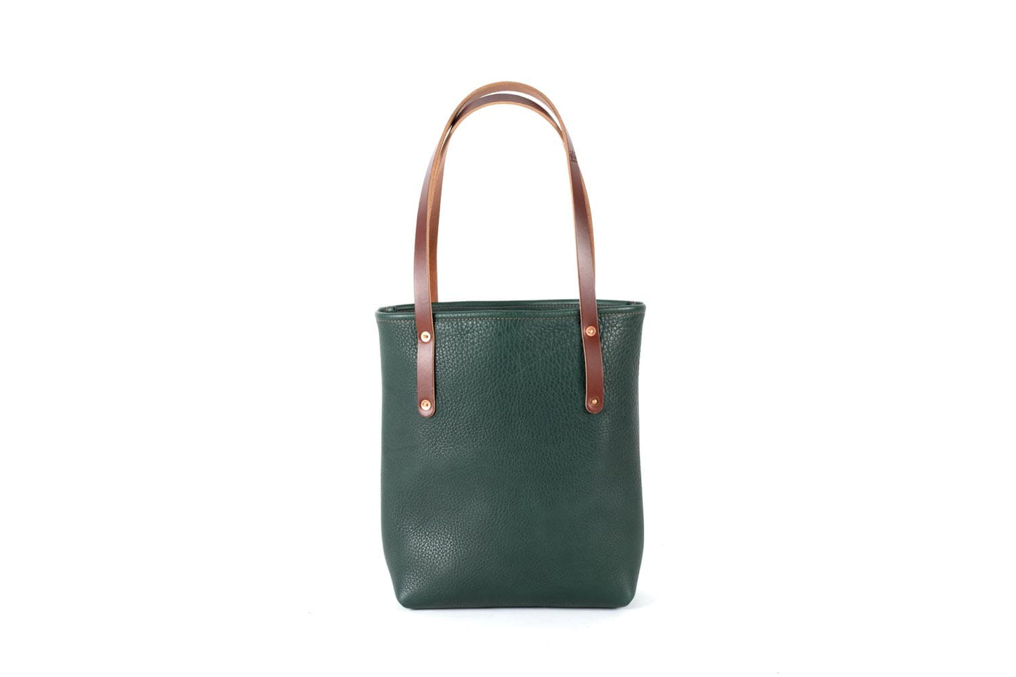 AVERY LEATHER TOTE BAG - SLIM MEDIUM - FOREST GREEN