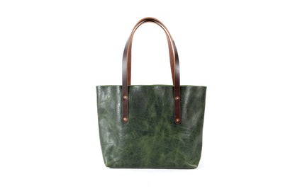 AVERY LEATHER TOTE BAG - SMALL - JADE BISON