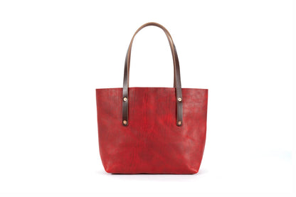 AVERY LEATHER TOTE BAG - LARGE - CRANBERRY