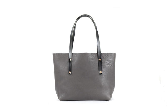 AVERY LEATHER TOTE BAG - MEDIUM - LEAD GRAY