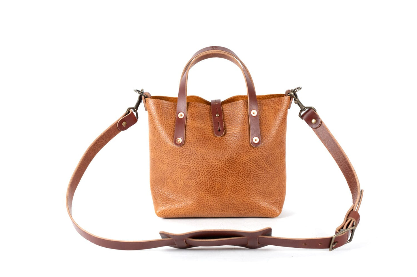 AVERY LEATHER TOTE BAG - MINI CROSSBODY - HONEY