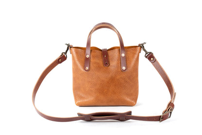 AVERY LEATHER TOTE BAG - MINI CROSSBODY - HONEY