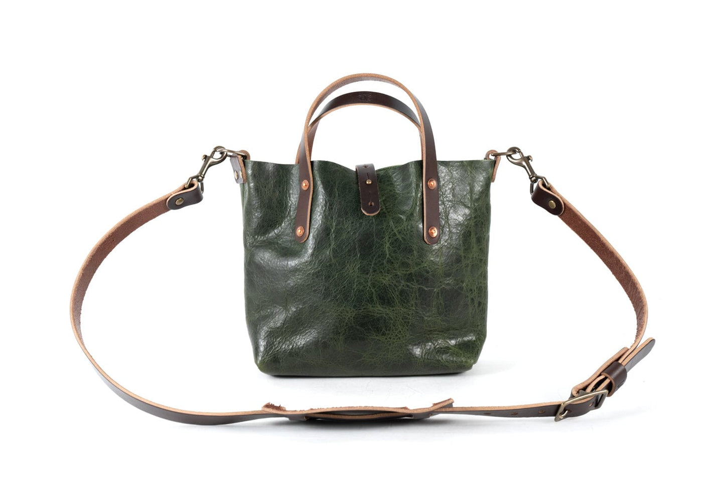 AVERY LEATHER TOTE BAG - MINI CROSSBODY - JADE BISON