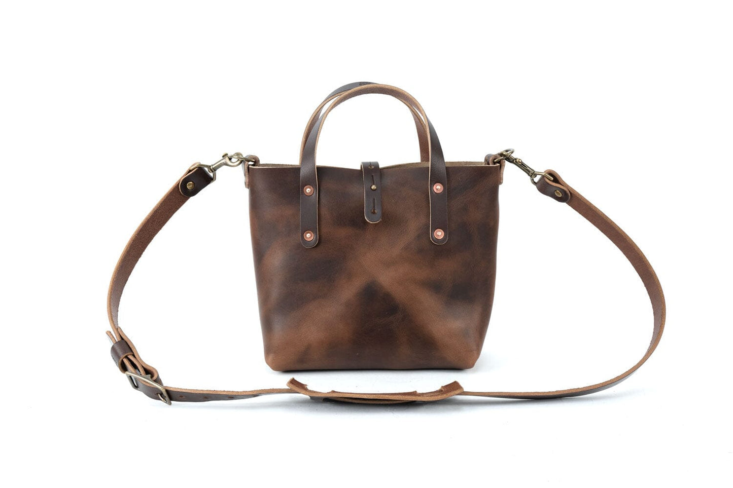 AVERY LEATHER TOTE BAG - MINI CROSSBODY - RUSTIC PECAN