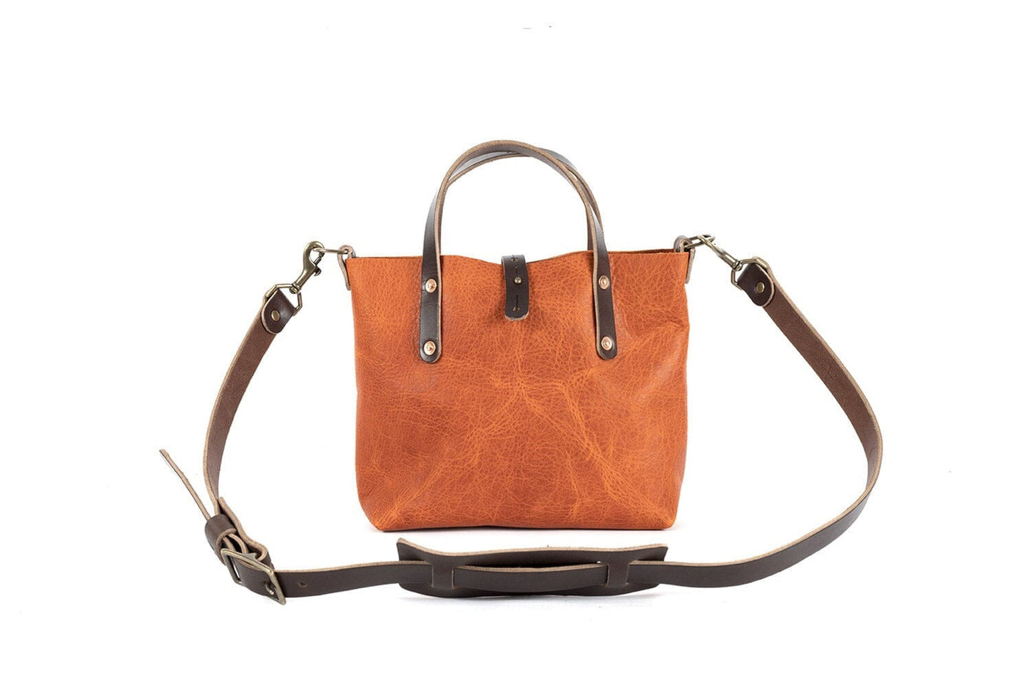 AVERY LEATHER TOTE BAG - MINI CROSSBODY - TANGERINE BISON