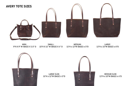 AVERY LEATHER TOTE BAG - SLIM LARGE - TOBACCO
