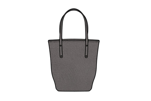 AVERY LEATHER TOTE BAG - SLIM LARGE - LEAD GRAY