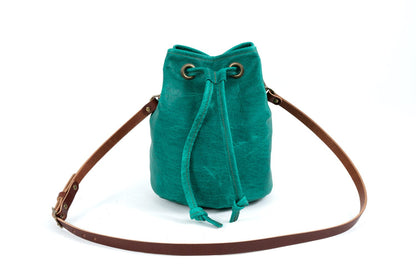 Leather Bucket Bag - Large - Pine Green Bison