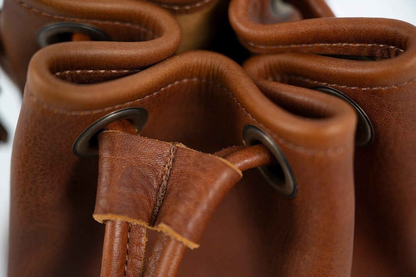 Leather Bucket Bag - Small - Smokey Blue