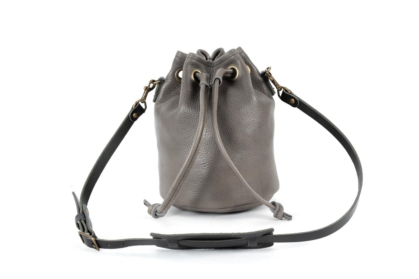 LEATHER BUCKET BAG - MEDIUM - LEAD GRAY - IN STOCK