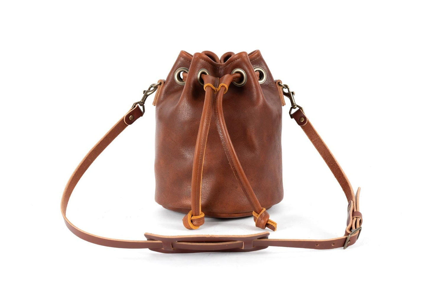 LEATHER BUCKET BAG - MEDIUM - PINE GREEN BISON