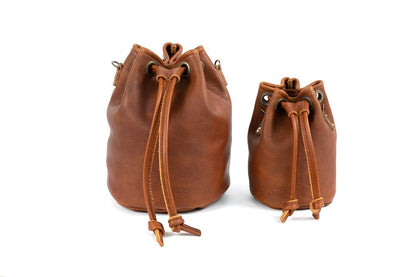 Leather Bucket Bag - Small - Peach Fuzz