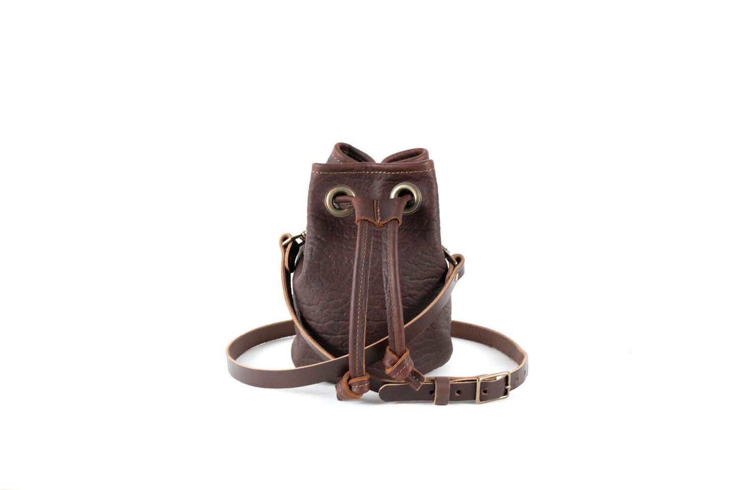 Leather Bucket Bag - Small - Cherry Bison