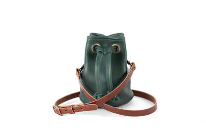 Leather Bucket Bag - Small - Forest Green