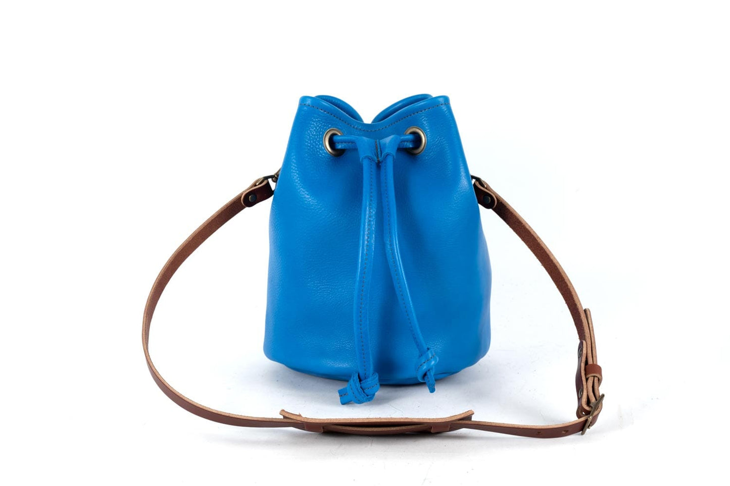 Leather Bucket Bag - Large - Ocean Blue