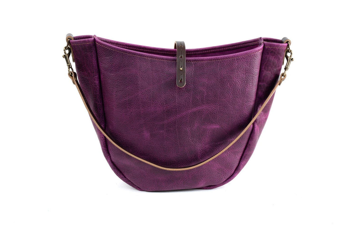 CELESTE LEATHER HOBO BAG - LARGE - GRAPE BISON