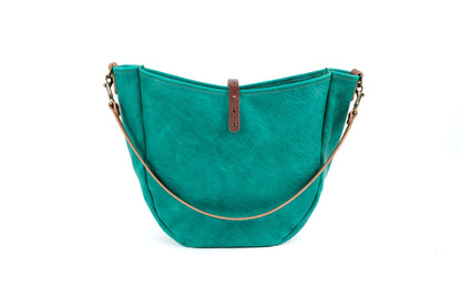 Celeste Leather Hobo Bag - Large - Pine Green Bison