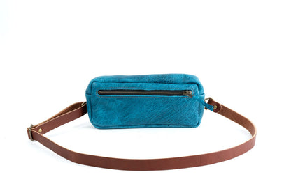 LEATHER FANNY PACK / LEATHER WAIST BAG - COBALT BISON