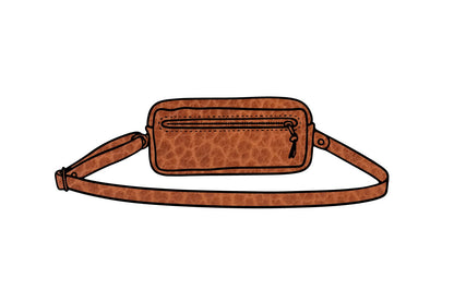 LEATHER FANNY PACK / LEATHER WAIST BAG - COGNAC BISON