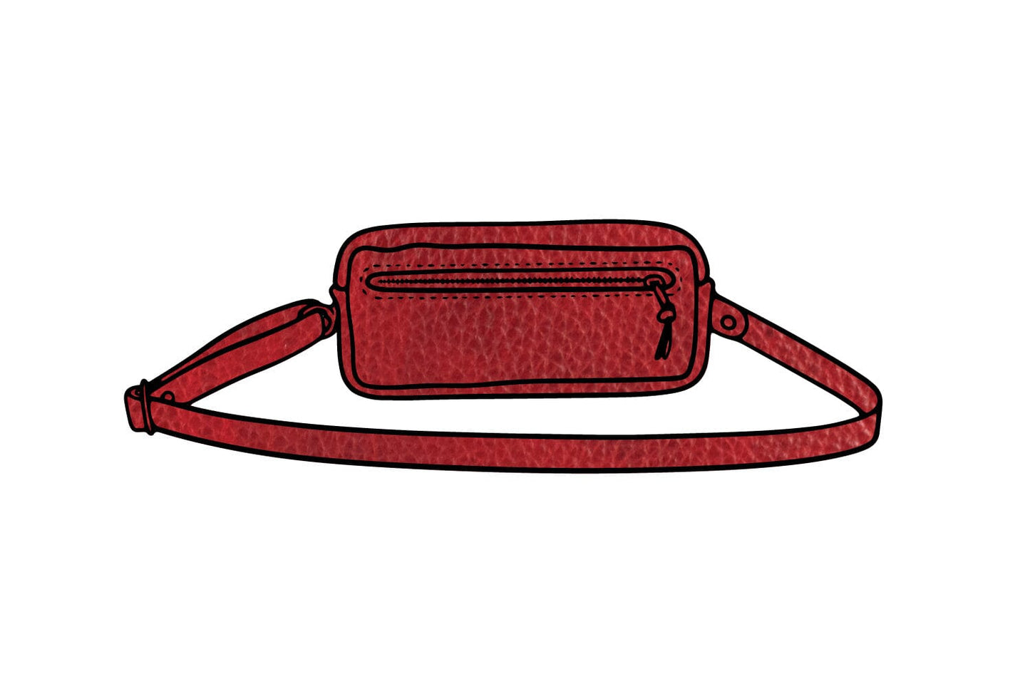 LEATHER FANNY PACK / LEATHER WAIST BAG - CRANBERRY