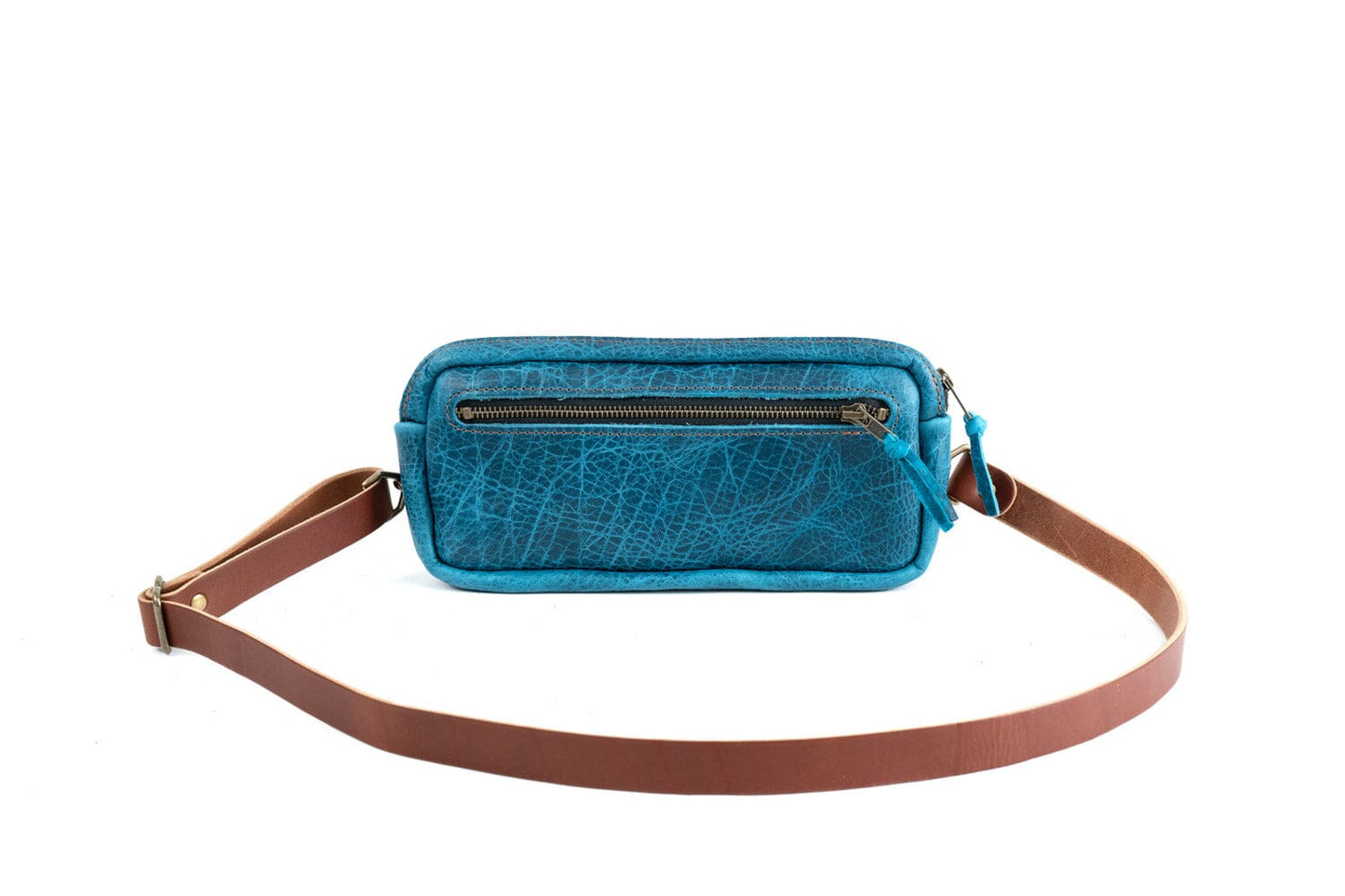 LEATHER FANNY PACK / LEATHER WAIST BAG - DELUXE - COBALT BISON