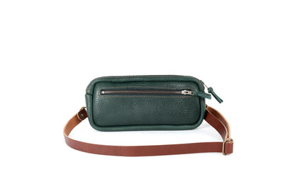 LEATHER FANNY PACK / LEATHER WAIST BAG - DELUXE - FOREST GREEN