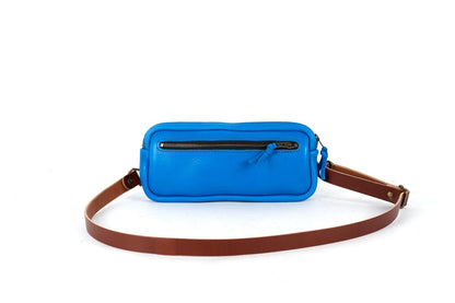 LEATHER FANNY PACK / LEATHER WAIST BAG - DELUXE - OCEAN BLUE