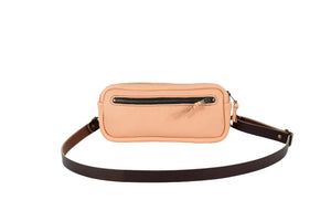 LEATHER FANNY PACK / LEATHER WAIST BAG - DELUXE - PEACH FUZZ