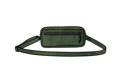 LEATHER FANNY PACK / LEATHER WAIST BAG - DELUXE - JADE BISON