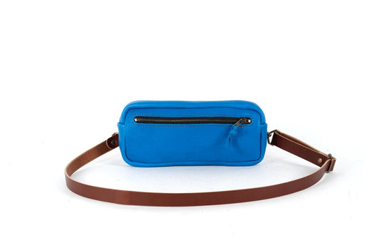 LEATHER FANNY PACK / LEATHER WAIST BAG - OCEAN BLUE