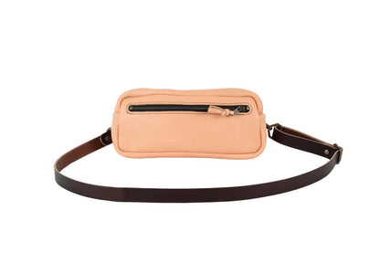 LEATHER FANNY PACK / LEATHER WAIST BAG - PEACH FUZZ