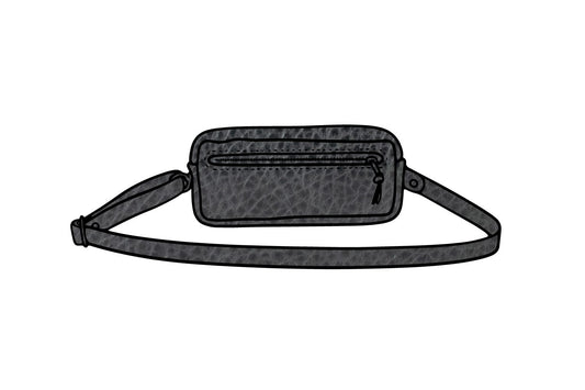 LEATHER FANNY PACK / LEATHER WAIST BAG - DELUXE - RAVEN