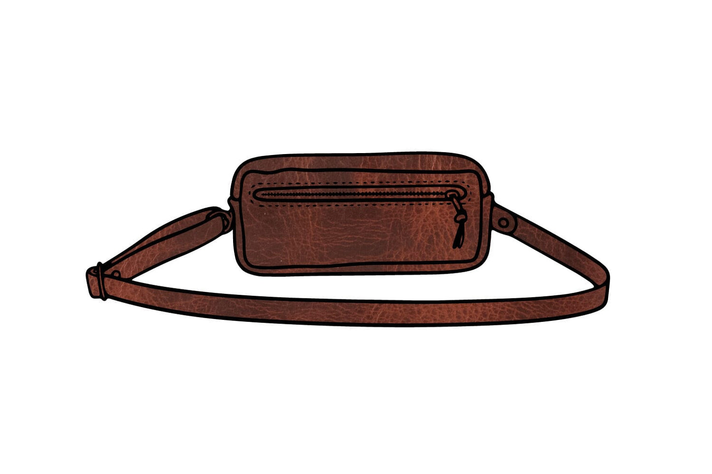 LEATHER FANNY PACK / LEATHER WAIST BAG - DELUXE - WHISKY BISON