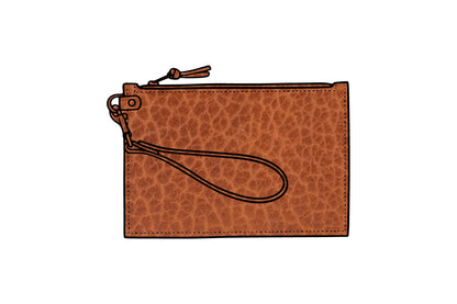 FELICITY ZIPPERED CLUTCH WITH WRISTLET - SMALL - COGNAC-BISON