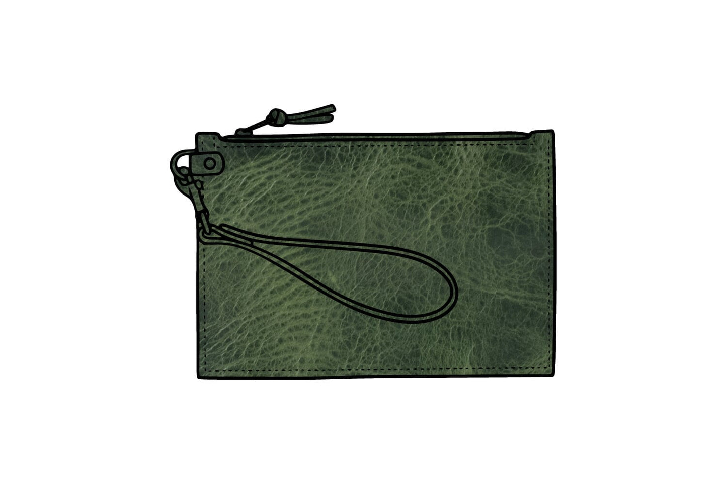 FELICITY ZIPPERED CLUTCH WITH WRISTLET - SMALL - JADE BISON