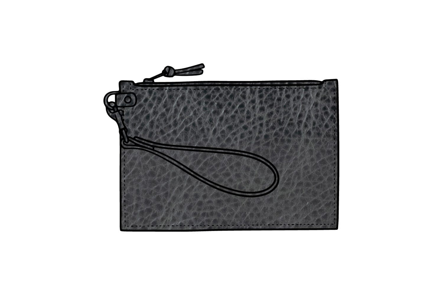 FELICITY ZIPPERED CLUTCH WITH WRISTLET - SMALL - RAVEN