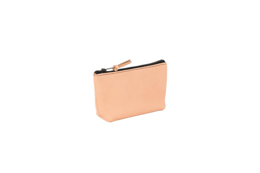 LEATHER ZIPPERED POUCH WITH GUSSET - SMALL - PEACH FUZZ