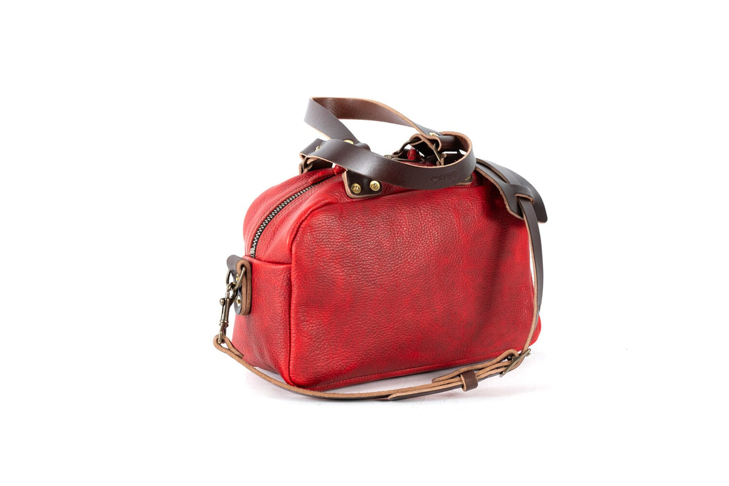 HOFFMAN LEATHER CROSSBODY BAG - CRANBERRY