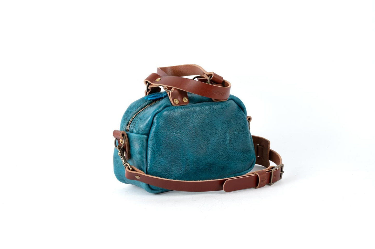 HOFFMAN LEATHER CROSSBODY BAG - MINI - COBALT BISON