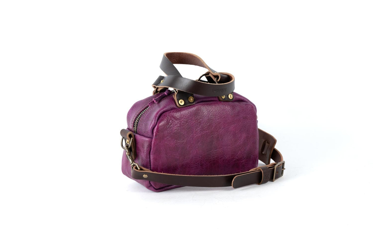 HOFFMAN LEATHER CROSSBODY BAG - MINI - GRAPE BISON