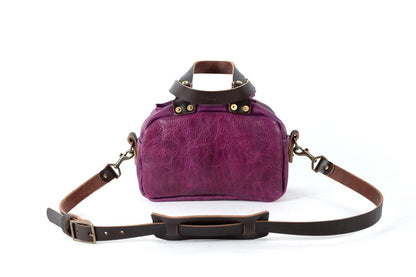 HOFFMAN LEATHER CROSSBODY BAG - MINI - GRAPE BISON