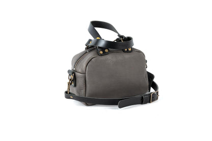 HOFFMAN LEATHER CROSSBODY BAG - MINI - LEAD GRAY