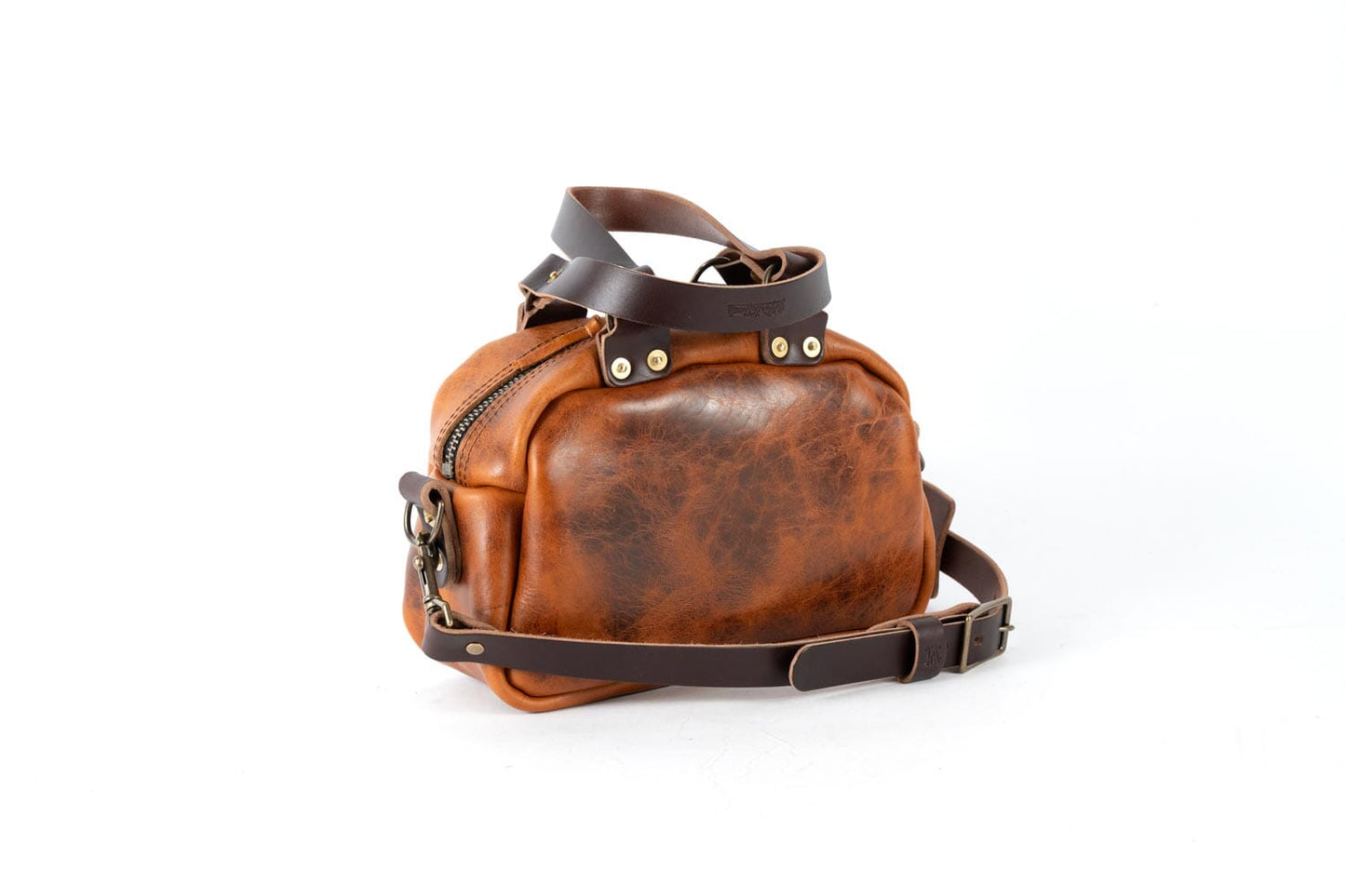 HOFFMAN LEATHER CROSSBODY BAG - MINI - PEANUT BISON