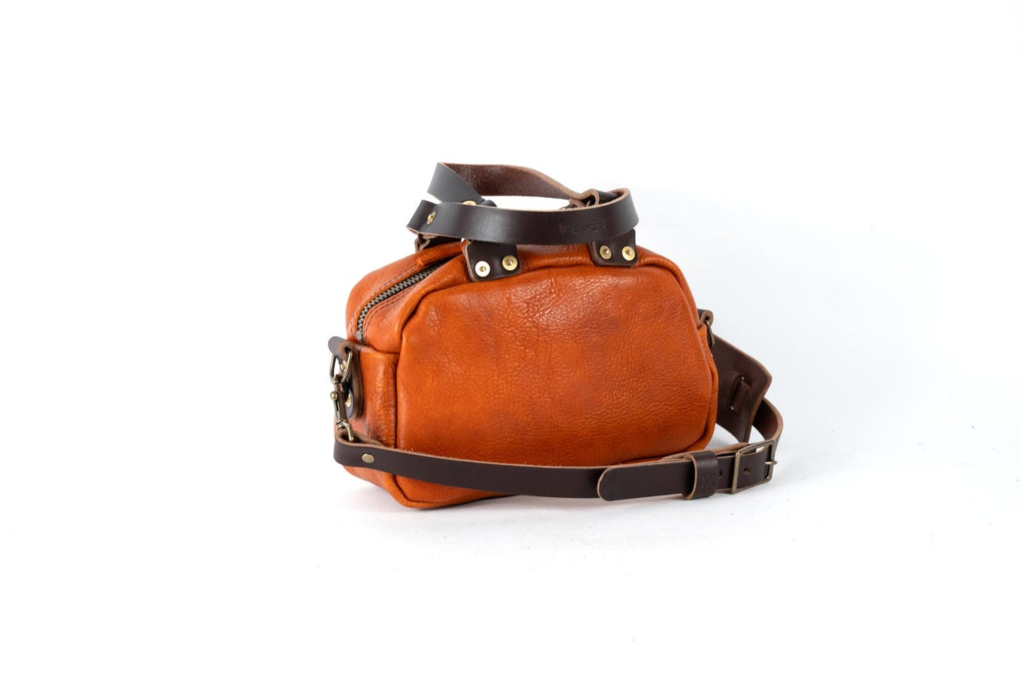 HOFFMAN LEATHER CROSSBODY BAG - MINI - TANGERINE BISON