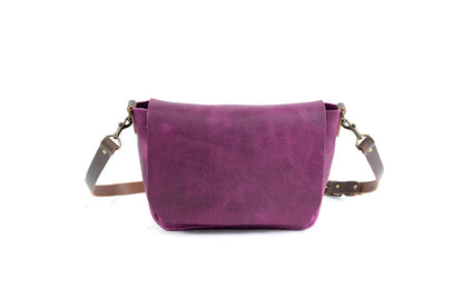 KINDLE LEATHER SATCHEL - GRAPE BISON