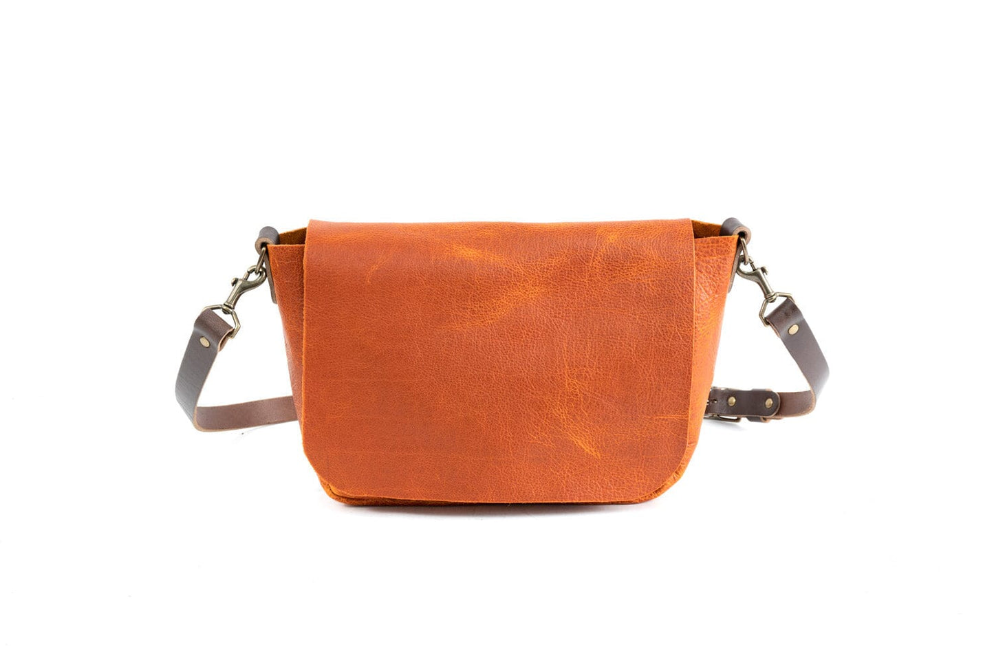 KINDLE LEATHER SATCHEL - TANGERINE BISON