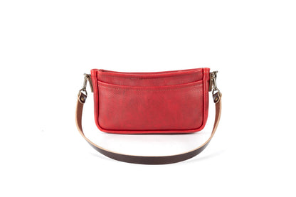 RENNIE LEATHER SHOULDER BAG -  CRANBERRY